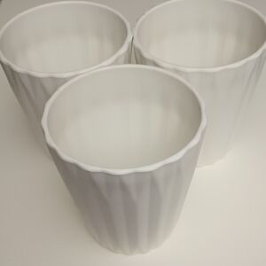 5.5" Planters Set Of 3 White Plastic Flower Pots